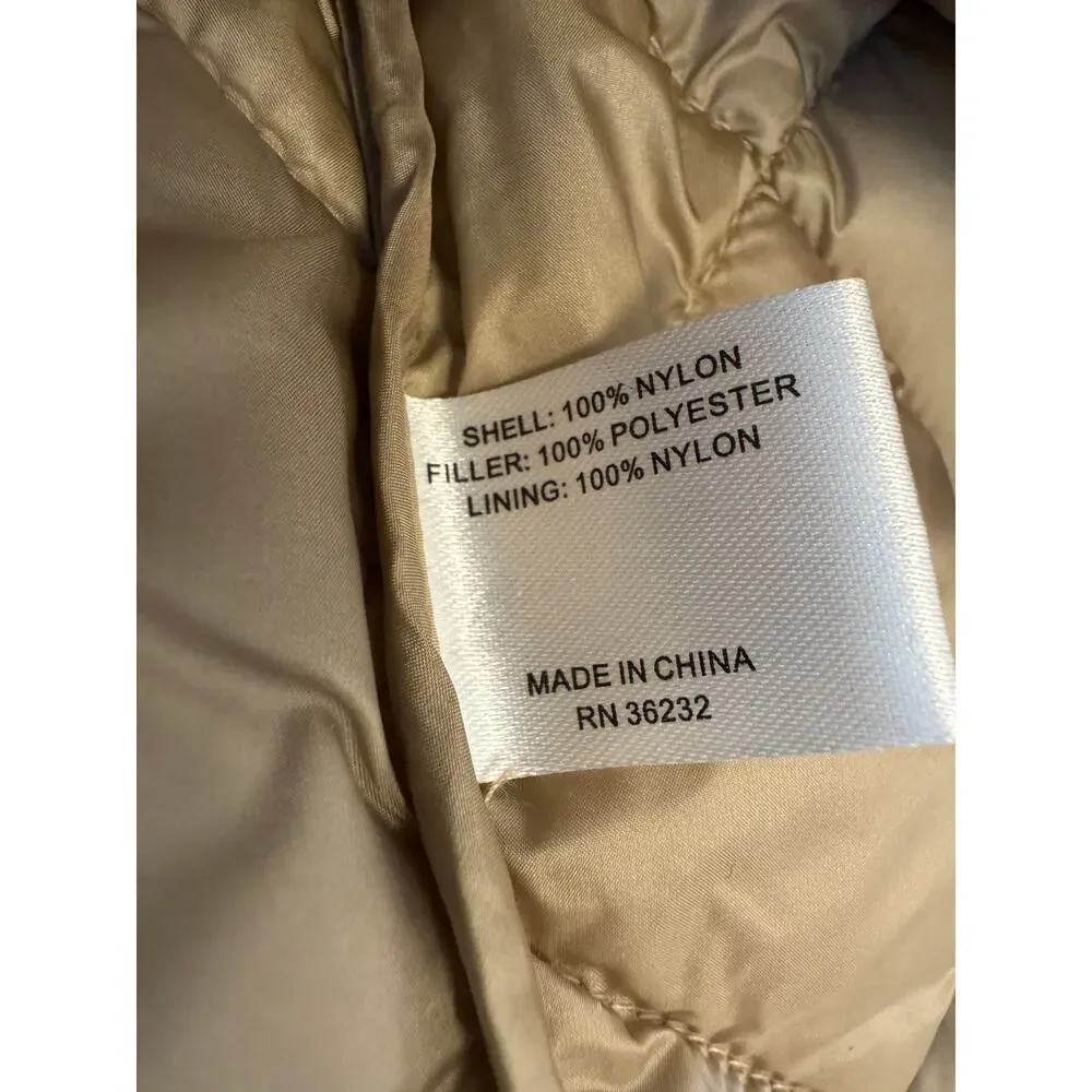 Martha Stewart Womens Short Sleeve Packable Quilted Vest Jacket Goldish Khaki 3X